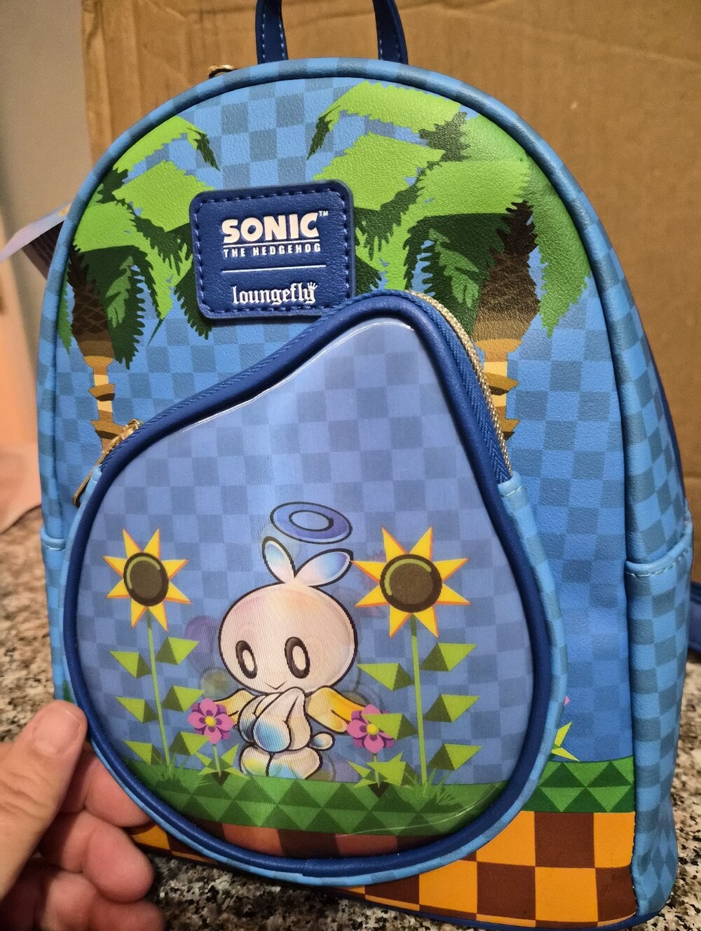 Loungefly Blue Sonic The Hedgehog Mini Backpack with Sunflower Artwork